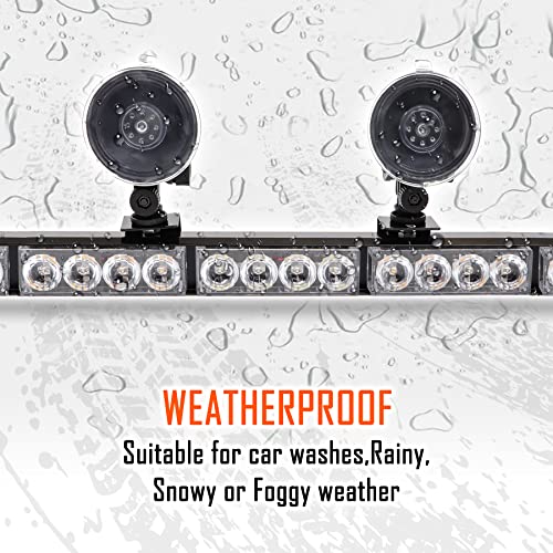 Amber/Blue Emergency Strobe Light Bar 36 In 13 Flash Patterns Traffic Advisor Warning Hazard Windshield Safety Lights Bar With Cigar Lighter For Police Vehicles, Truck (35.5 Inch, Yellow/Blue 32 Led) #TOP6