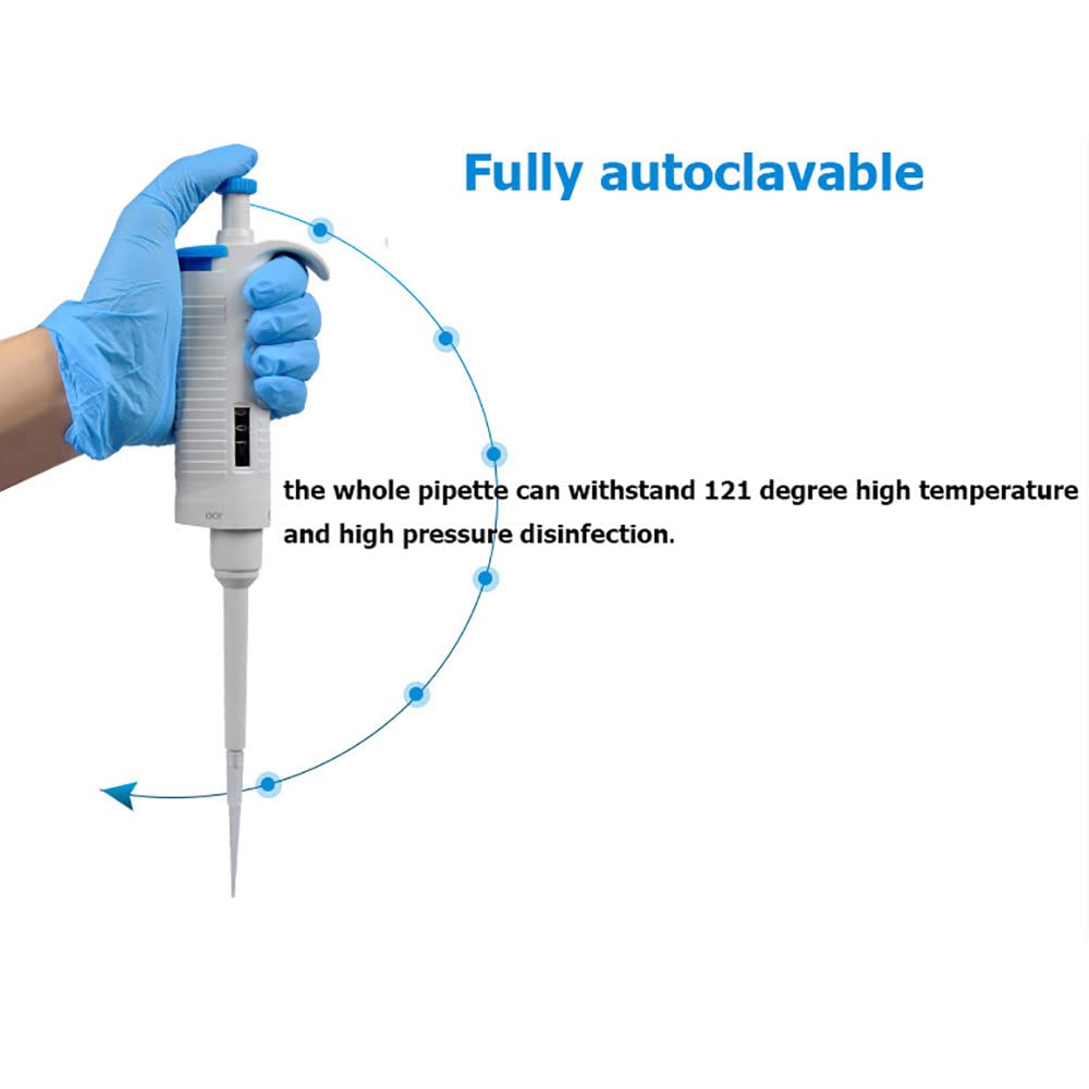 Mikropipette, Einkanalpipette, Einstellbar 0,5ul-10ml, vollautoklavierbare Laborausrüstung für Forschung