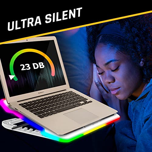KLIM Ultimate White + RGB Laptop Cooling Pad with LED Rim + New 2024 + Gaming Laptop Cooler + USB Powered Fan + Very Stable and Silent Laptop Stand... - Image 7