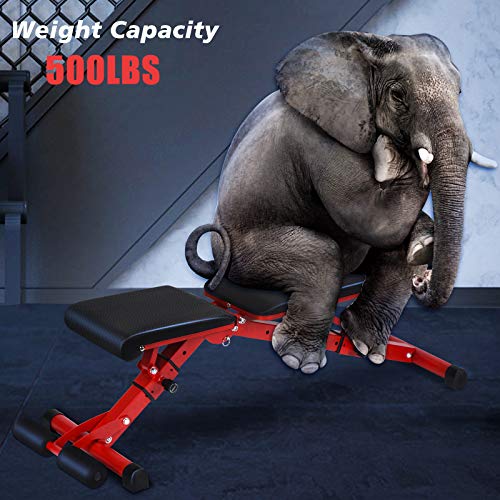 SHIELDPRO Weight Bench, Adjustable Bench for Full Body Workout with Fast Folding Upgraded Incline/Decline Wider Backrest/Seat，Home Gym