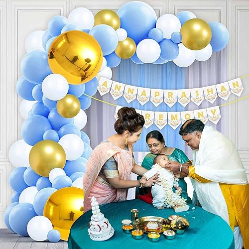 Image of Party Propz Annaprashan Decoration Items- 75pcs Rice Ceremony Decorations Items / Annaprasana Backdrop / Baby Rice Ceremony Decorations / Annaprasana Decoration Backdrop /Annaprashan Banner(Cardstock)