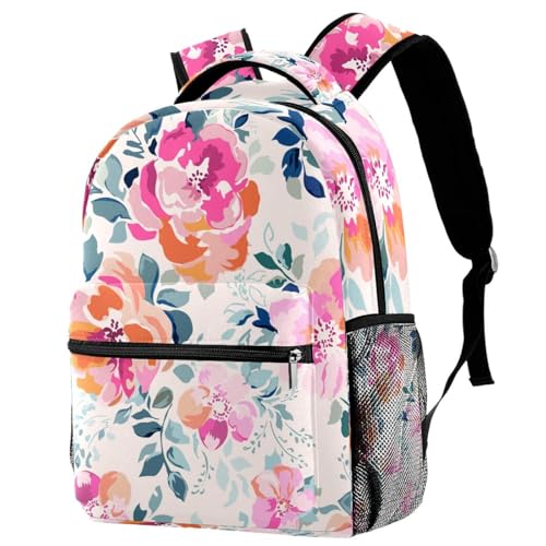 Sac à dos d'école à fleurs multicolore pour ados et adultes 29x20x40cm