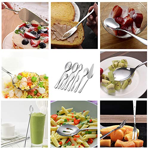 Lianyu 68-Piece Silverware Set With Serving Pieces Service For 12, Stainless Steel Flatware Utensil Set, Dishwasher Safe, Attached 8-Piece Serving Set #TOP2