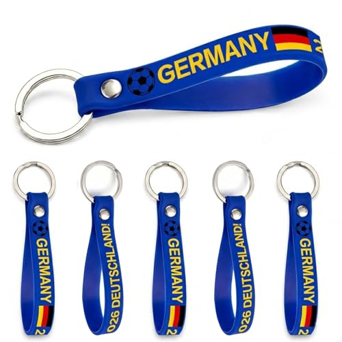 HOMAVEL 5 Pcs Porte-clés Allemagne Mondial 2026 – Porte-clés Équipe d'Allemagne avec Drapeau Allemand et Gravure GERMANY 2026 DEUTSCHLAND！ – Accessoire pour la Coupe du Monde 2026, Matchs, Fêtes