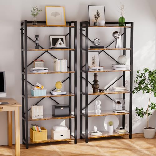 La Mejor Selección de Libreros Sencillos disponible en línea. 42 SIMPLE HOGAR Librero,6 Nivele Librero,Libreros Minimalista,Libreros Organizador 6 Niveles Puede Soportar 250KG de Peso,para librería Vintage para Dormitorio,Sala de Estar (Color...