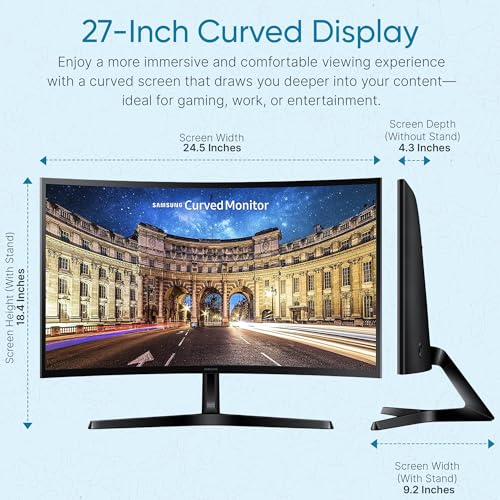 Image of Samsung S36GD 27 inch Curved Monitor - LCD FHD, 16:9, 1920x1080, HDMI, VGA, VESA, Eye Saver & Flicker-Free Tech - Boomph's Comprehensive Ultimate Performance Cloth Solution for Your Workspace