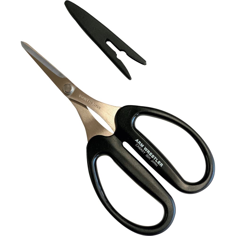 CANARYUtility Scissors All Purpose Heavy Duty 6.5" [Straight Blade] Made in JAPAN, Razor Sharp Japanese Stainless Steel Blade, Black