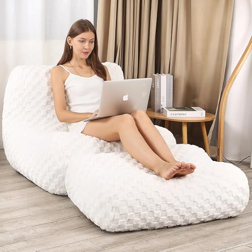 LOVMOC Bean Bag Chair with Footstool, Comfy...