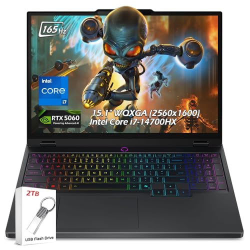 Image of Lenovo Legion 5i Gaming Laptop - Intel Core i7-14700HX - 15.1 inch WQXGA OLED 165Hz - NVIDIA GeForce RTX 5060 - 16GB RAM 1TB SSD - Backlit KB Wi-Fi7 Win11 - Eclipse Black - w /2TB USB Drive, W /GaLiMu