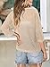 CRAZY GRID Summer Sweaters for Women Fashion Knitted Tops 3/4 Short Sleeve Beige Round Neck Blouses Dressy Casual Crochet Hollow Out Outfits Apricot Large