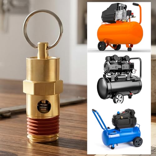 1/4" NPT Air Compressor Pressure Relief Valve, 1/4" Male NPT Brass Safety Valve 150 PSI Pressure Relief Air Check Valves Tank Pop Off Valve with Secure Pressure Regulation for Compressors