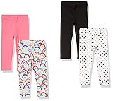 Una marca de Amazon Marca Amazon - Spotted Zebra Girl\'S 4-Pack Leggings, Rainbows/Stars, L para Niñas