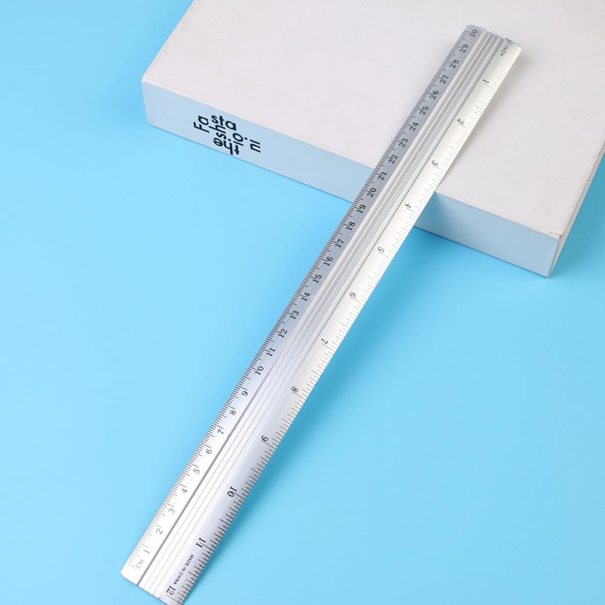 Straight Ruler Metal Measuring Tool 10pcs Aluminum Alloy Lightweight and Portable with Triangle Plate and Protractor for Home and Office Use