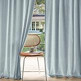 Picture of MIULEE Non-See-Through Privacy Linen Curtains 2 Panels, Light Filtering Window Curtains Farnhouse Textured Back Tab Semi Sheer Drapes for Bedroom Living Room, 52 x 84 Inches Long, Stone Blue