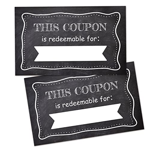 50 Coupon Cards, Chalk Blank Gift Certificates...