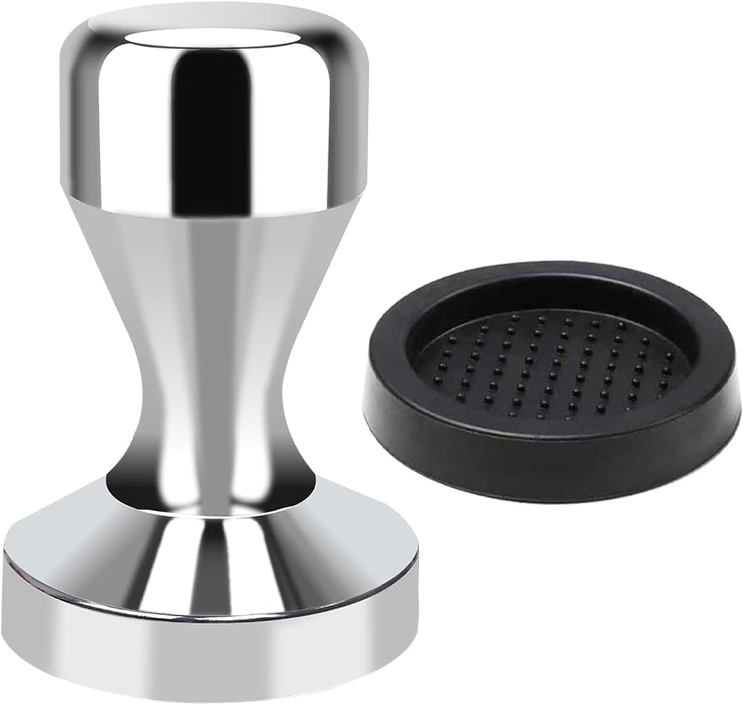Coffee Tamper, Espresso Coffee Press Tamper Coffee with Silicone Tamper Mat (49mm)