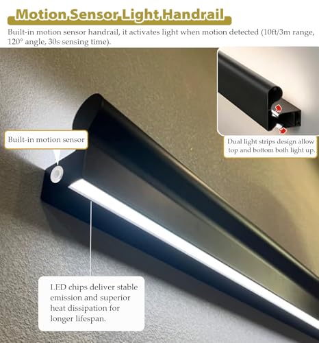 Rambarde noire anti-chute avec éclairage de nuit automatique