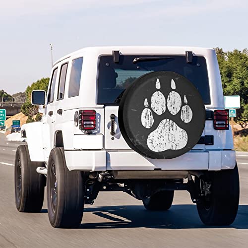 Image of Delerain Dog Paw Print Spare Tire Cover Wheel Protectors Sun Protector Waterproof for RV Trailer RV SUV Truck and Many Vehicle(13 Inch for Diameter 21 inch-23 inch)