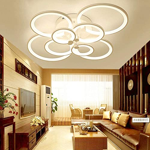 Plafond light led dimmable design anneaux acrylique lustre moderne salon - 5