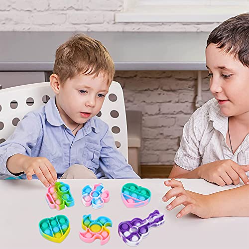 EVERMARKET 20 Pack Mini Push Pop Bubble Fidget Sensory Toys Keychains,Silicone Rainbow Simple Fidget Toy Pack Keychain Bubble Popper Stress Relief Toys Relax Tools Party Favors for Kids Adults - Thumbnail 6