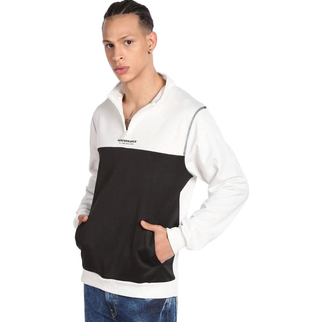 flying machine Men's Regular Fit Sweatshirt| Colour Blocked-picture-25