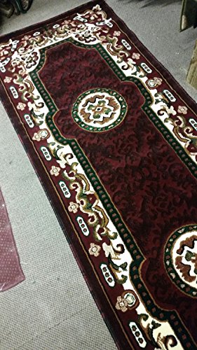 Kingdom Traditional Long Persian Runner Rug Burgundy Design D123 (32 Inchx15 Feet 6 Inch) #TOP1