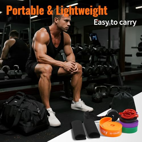 Fokky Fitnessbänder Widerstandsbänder - 5er Set, Resistance Bands mit Türanker & Schutzpads, Gymnastikband Klimmzug Bänder für Muskelaufbau, Kraftraining und Bodybuilding