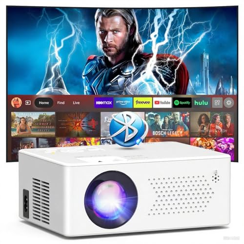 Image of 4K Projector with 5G WiFi and Two-Way Bluetooth, Native 1080P Portable Outdoor Movie Projector with Projector Screen, Mini Projector Compatible with HDMI, USB, Smartphone (4K Support Projector)