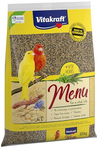 Vitakraft Menu 10 kg, Nourriture Principale pour canaris, avec vitamines, avec Complexe immunitaire Actif et Herbes (1 x 10 kg)