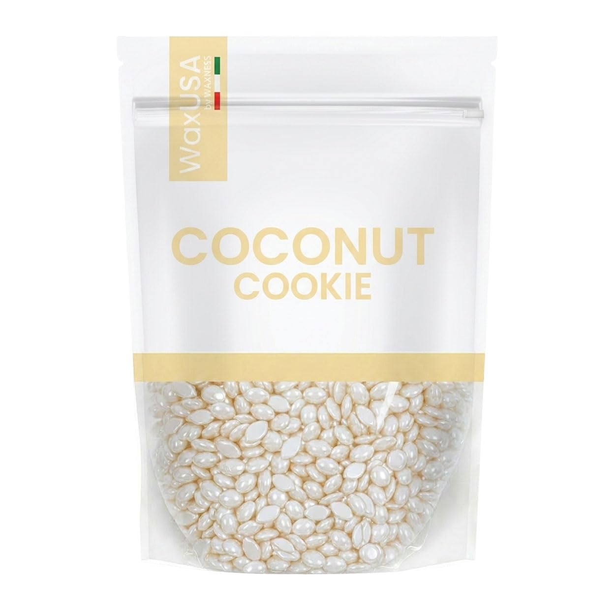 WaxUSA by Waxness Hard Wax Beads 1.67 lb (750g) - Coconut Cookie Creamy Texture - Professional Stripless Hair Removal - Made in Italy