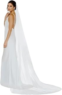 Wedding Veil Pearls and Crystals Beaded Edge 1 Tier Fingertip Length Bridal Veil