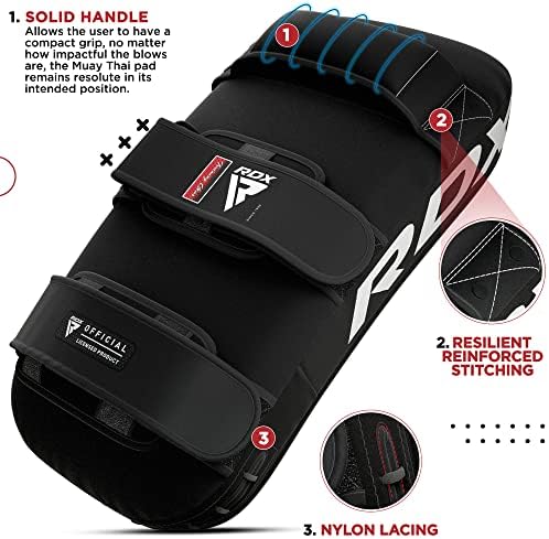 RDX Muay Thai Pad for Training,Curved Kickboxing kicking strike Shield,Coaching Kick Boxing, MMA, Martial Arts, Karate, Taekwondo, Punching, Foot, Knee and Elbow Target (One Pad Only)