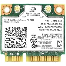 MQUPIN ثنائي النطاق لاسلكي - Intel 7260.بطاقة لاسلكية ثنائية النطاق HMW-محول شبكة AC 7260+بلوتوث 4.0 للاستخدام مع بطاقة Intel AC Half Mini Pcie 802.11 b/a/g/n/ac1 Pack