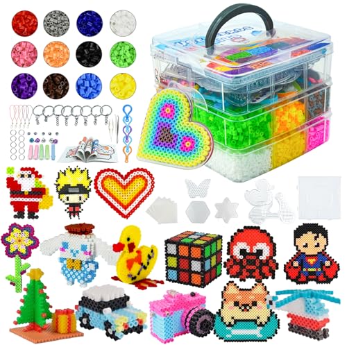 Surplex Cuentas y Abalorios hama Beads, 10000pcs Abalorios fusibles de 18 Colores para Actividades Creativas y...