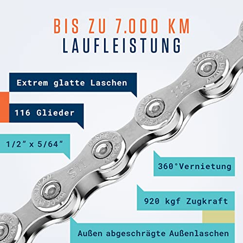 Fahrradkette 11-fach Alphatrail Parker 116 Glieder für Shimano, SRAM und Campagnolo