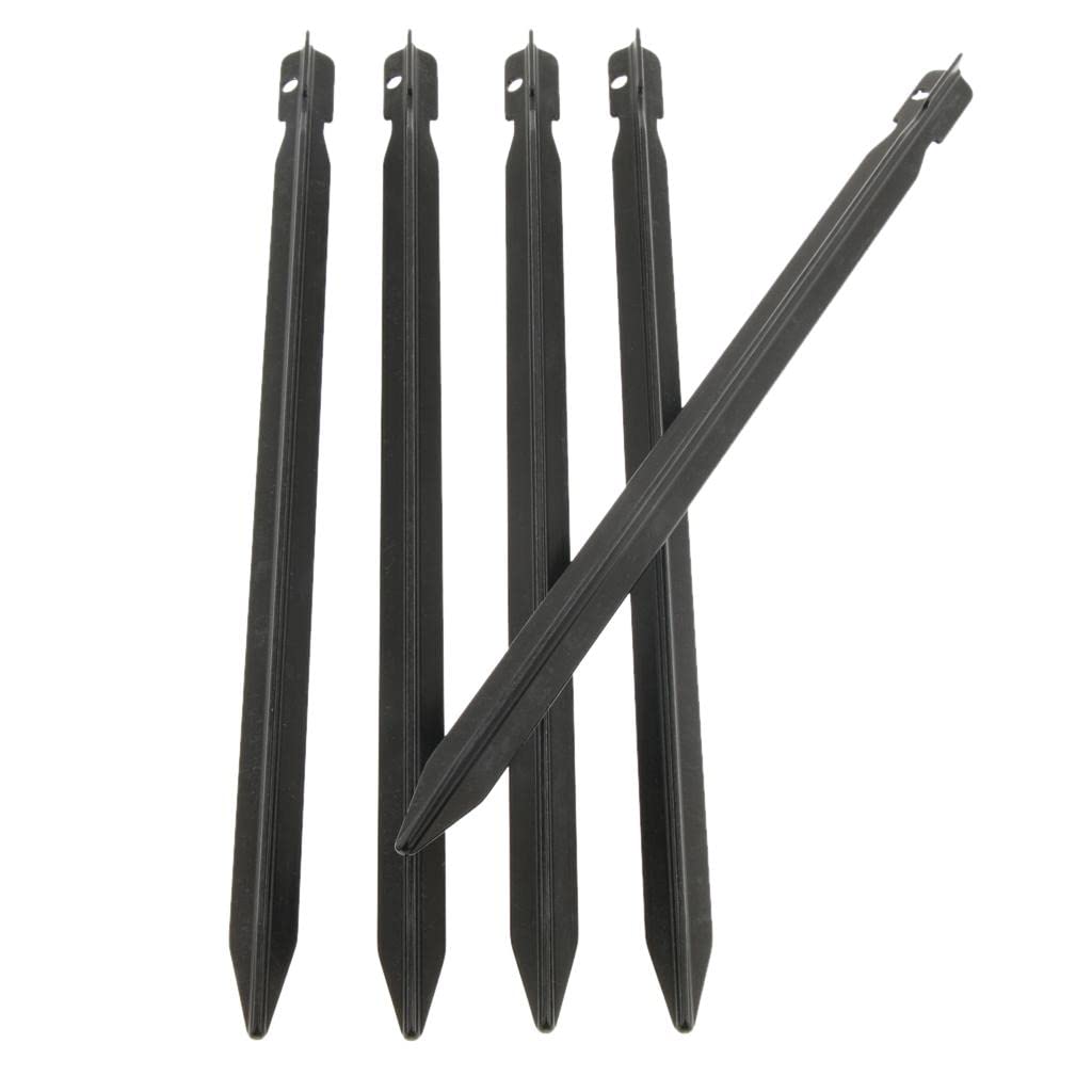 5x 23cm Aluminum Camping Tent Stakes Pegs Triangle Ground Nails Black