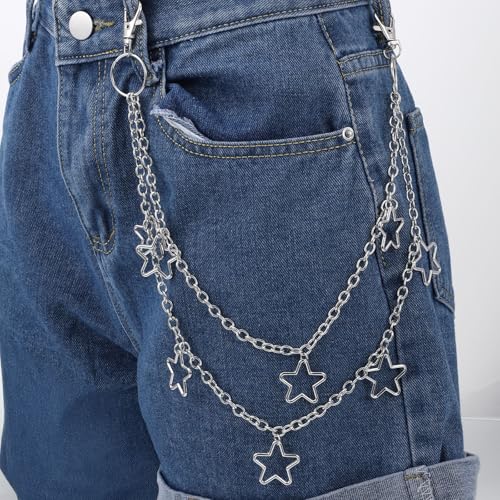 Star Pants Chain Belt, Vintage Pants Chain Layered Wallet Accessories Chains Belts for Women Hip Hop Pant Chains Rock Wallet Belts4