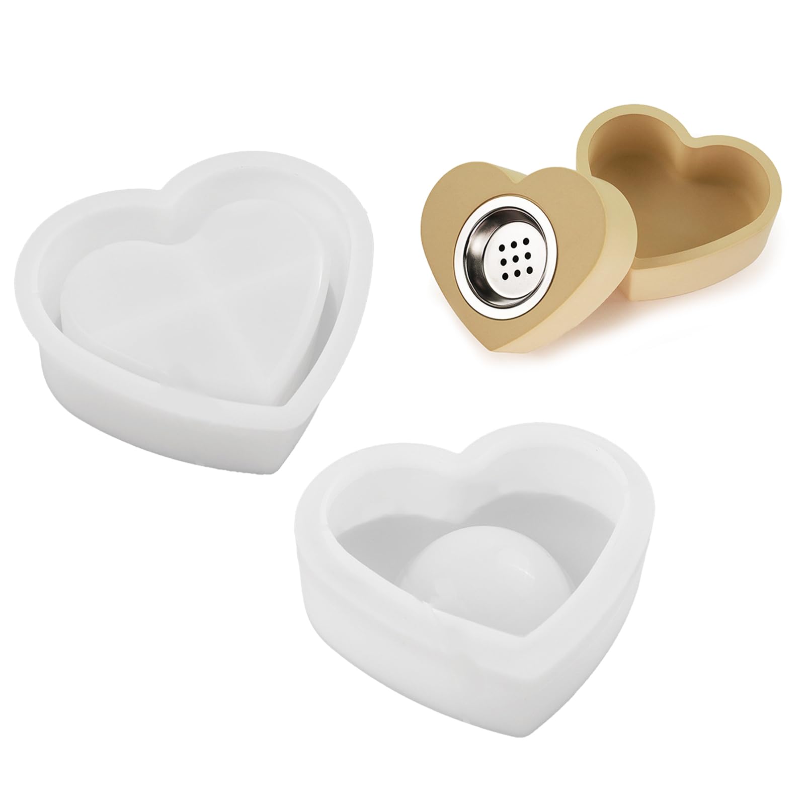 Limtula Love 2 Resin Jar Mold With Lid For Incenses Warmer, Resin Case Molds Epoxy Casting Molds For Incenses Cone Holder High Temperature Resistant Silicone Mold