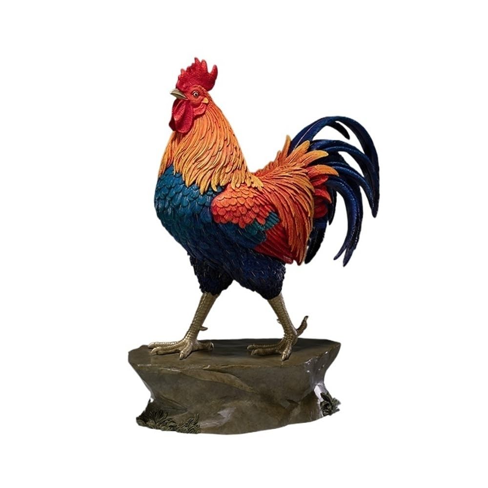 CHICKEN Bronze Living Room Ornaments Creative All-copper Rooster Ornaments Home Living Room Office Desktop Decorations Handicrafts Handmade Statues Ornaments to Attract Wealth(B)
