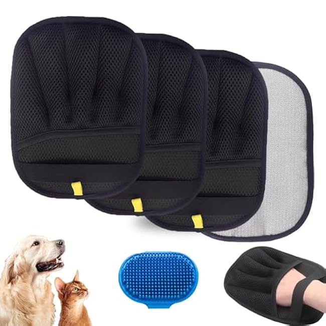 Pet Hair Removal Glove for Cats & Dogs,Electrostatic Gloves Pet Hair,Cat Grooming Gloves for Hair Removal,Reusable Pet Hair Remover Glove for Couch,Furniture,Carpet,Curtain,Clothe (3PCS)-UCRKYD0c