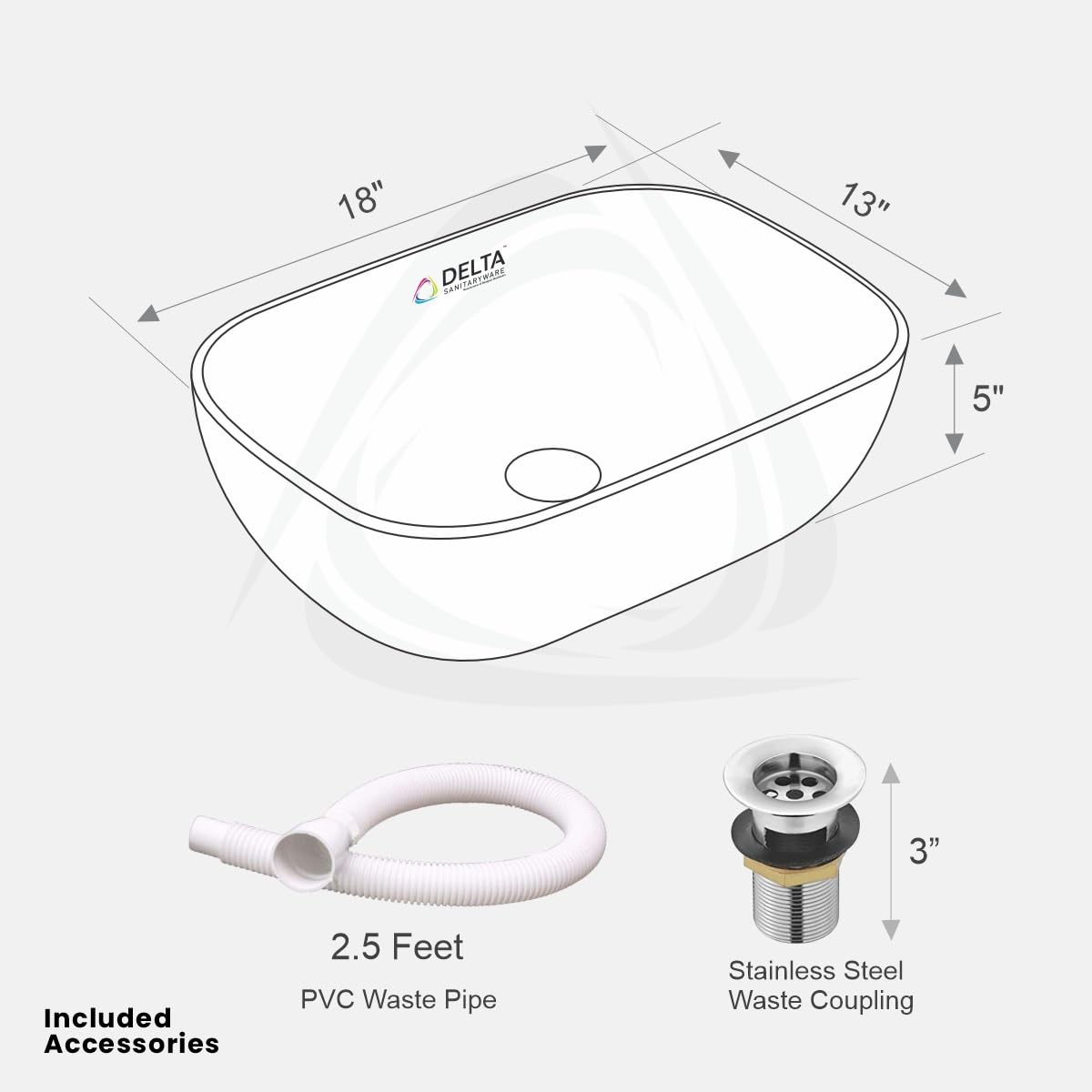 Delta Premium Ceramic Wash basin white (RJ-1065) 2