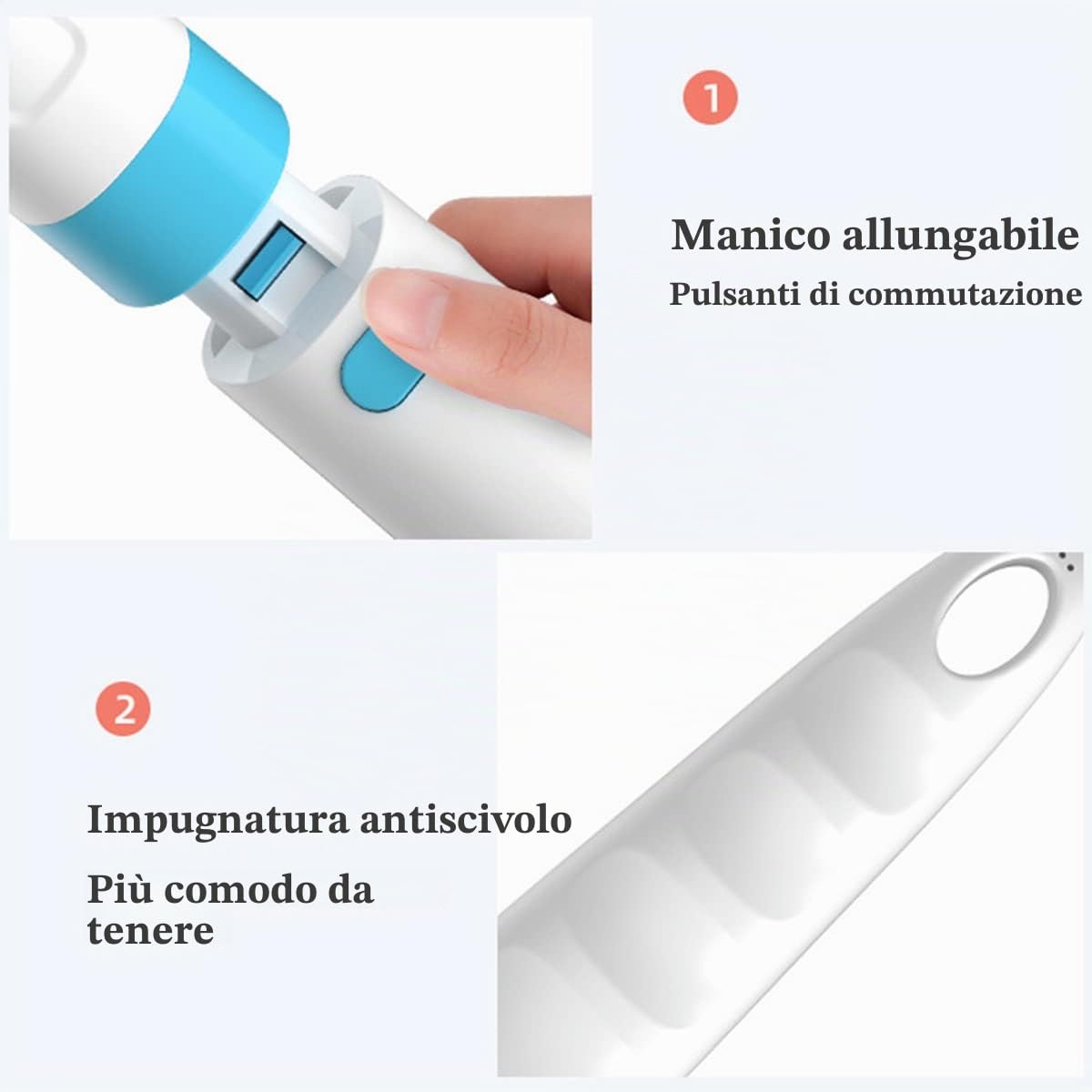 Spazzola per Corpo Doccia, Spazzola da Doccia con Manico Lungo, Elettrico Spazzola per Schiena, Spazzola Bagno Schiena,Multifunzionale con 5 Testine per Esfoliante,Pulizia Della Pelle