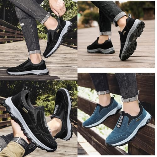 Men's Comfortable Waterproof Orthopedic Walking Shoes, Orthopedic Support Anti-Sprain Hiking Shoes(Black,9)2