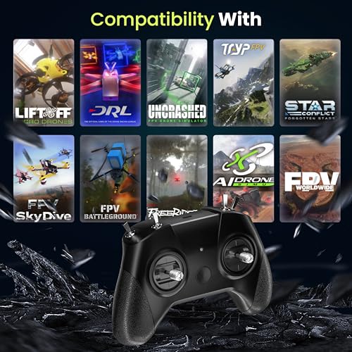 Image of FLYDrone S8 Drone Flight Simulator Controller for FPV Beginner Pilots Training, 8 Channel Metal Joystick,Supports for DRL /Uncrashed /Liftoff /DCL /VelociDrone /Flight Simulator Software, Mode 2 (Black)