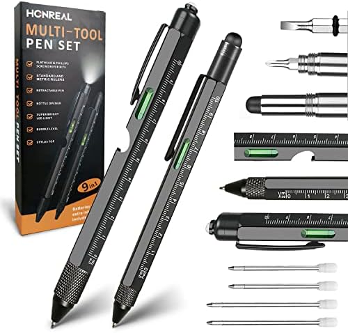 HONREAL Gifts for Men/Dad, Father Day Gifts for Him/Father, 9 in 1 Multitool 2Pcs Pen Set, Gifts for Men Who Have Everything,Cool Gadgets for Men,Birthday gift for Men/Husband/Boyfriend/Grandpa