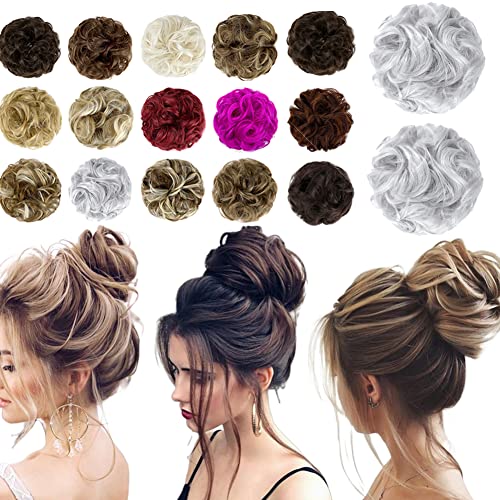 Qunlinta Messy Hair Bun Thick Updo Scrunchies Ponytail Extension Hair Extensions Hair Pieces for Women Silver Grey