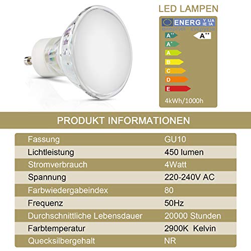 Defurhome Lampadina a LED GU10, 4 W, sostituisce