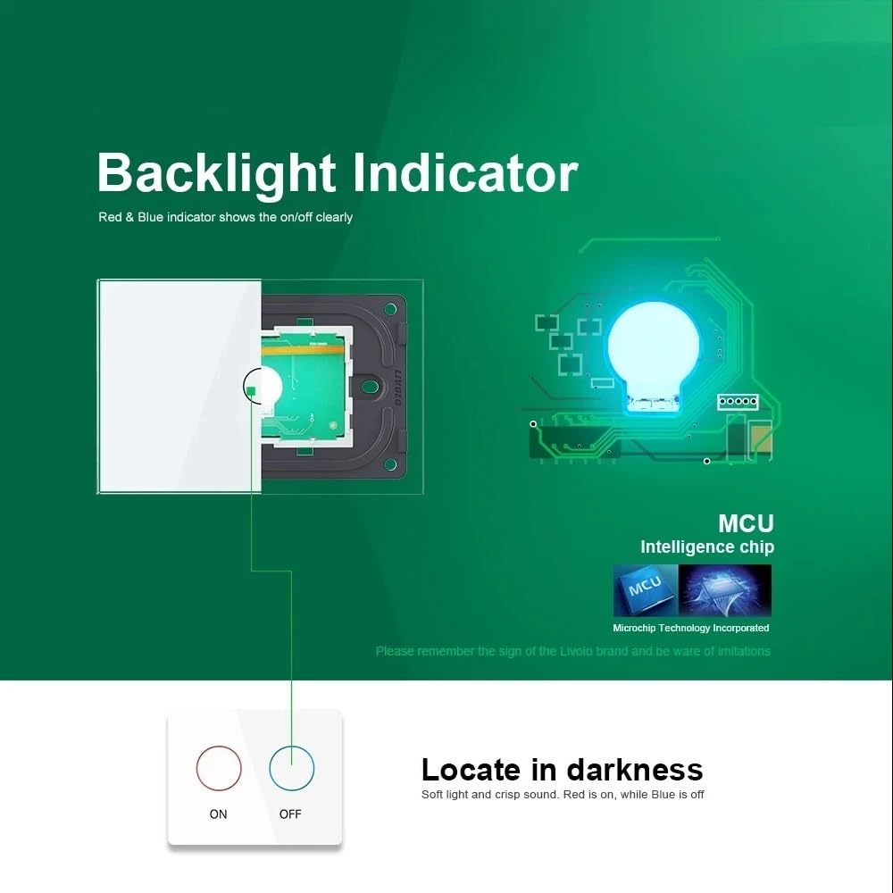 Interruptor Tactil Interruptor de luz táctil 3 unidades, 110-220 V, panel vidrio, control, pared(White)