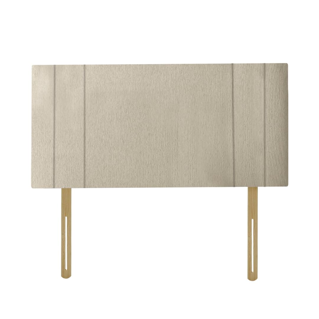 RIO Padded Lined Divan Bed Headboard | Chenille Fabric Double Headboard for bed frames | Elegant design wooden material headboards for beds (Cream,4ft6 Double H-20inch)