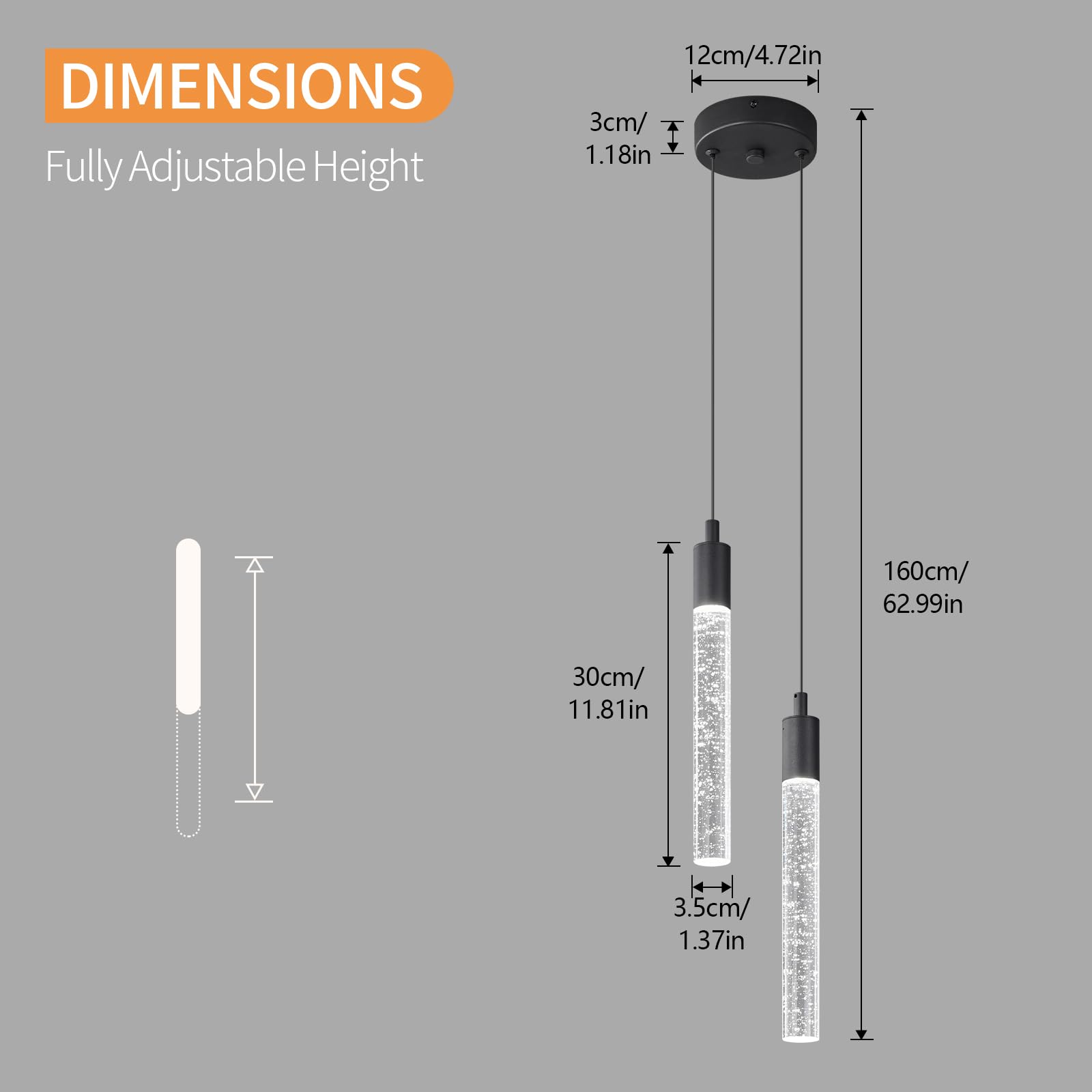 Nowoczesna lampa wisząca LED, czarna, mini lampa wisząca, do sypialni, stolik nocny, mała lampa wisząca (2 światła)